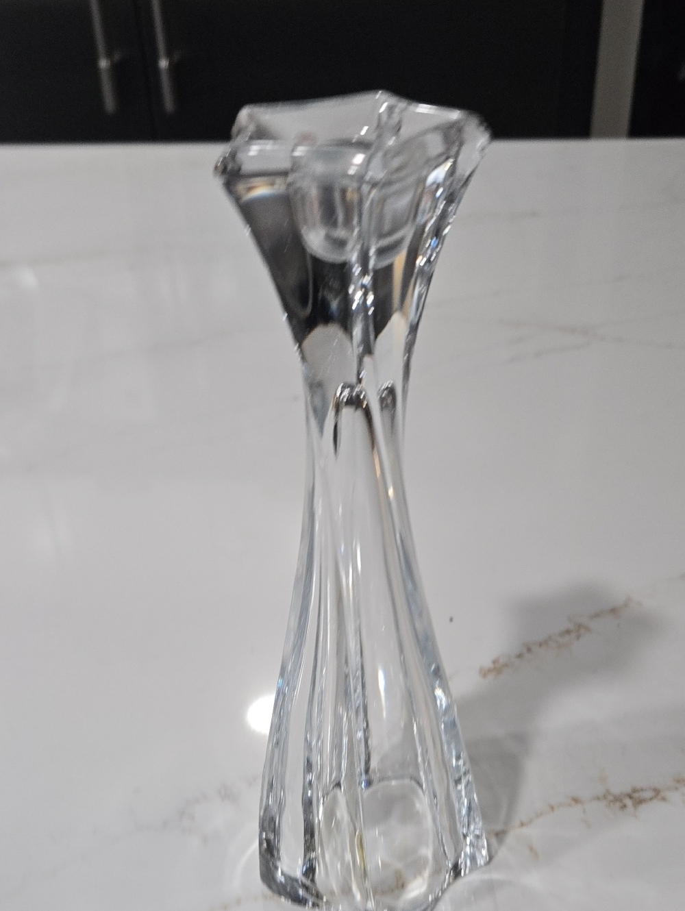 Clear Crystal Glass Candle Holder - Transparent